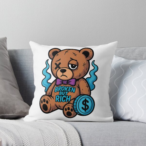 Item preview, Broken But Rich Teddy Bear – Sad Luxury Cartoon – Emotional Urban Design designed and sold by VIBE CRAFT STUDIO.