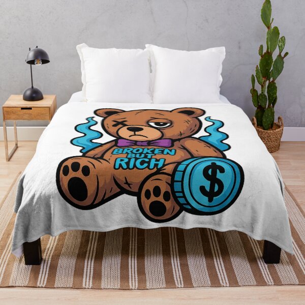 Item preview, Broken But Rich Teddy Bear – Sad Luxury Cartoon – Emotional Urban Design designed and sold by VIBE CRAFT STUDIO.
