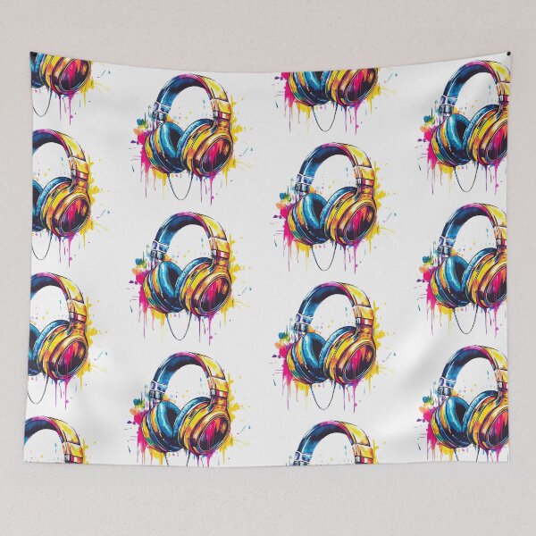 Item preview, Bright Graffiti Style Headphones with Paint Drips designed and sold by Mariana Shymkovych.