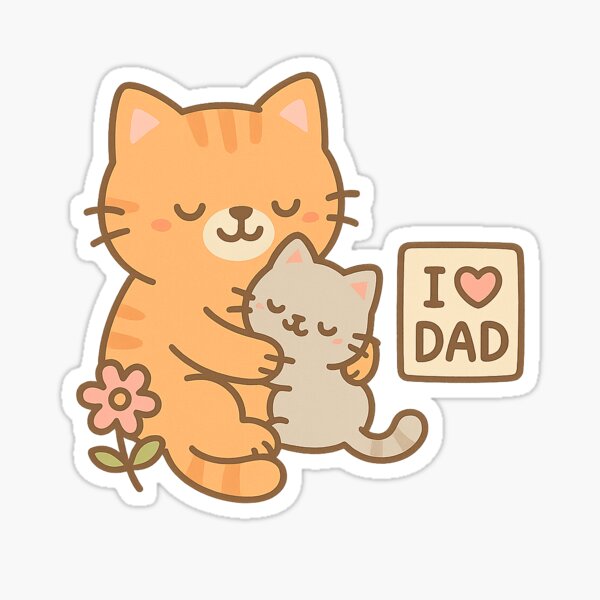 Item preview, Cat Dad Hug with “I ❤️ DAD” Card designed and sold by Daniel-DL.