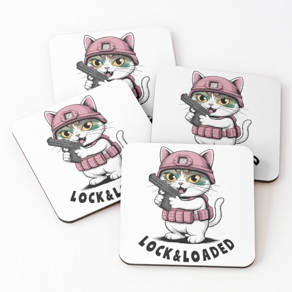 Item preview, Cute Tactical Cat with Gun in Pink Combat Gear designed and sold by itsMossie.