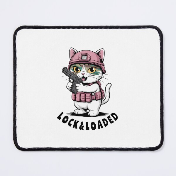 Item preview, Cute Tactical Cat with Gun in Pink Combat Gear designed and sold by itsMossie.