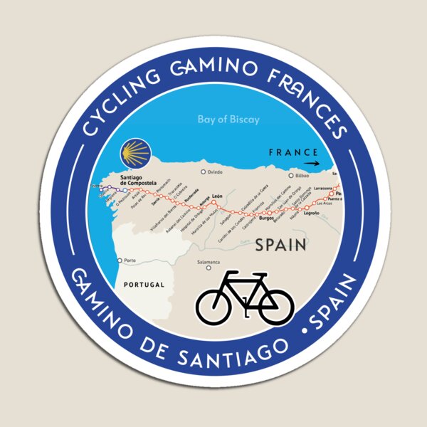 Artikel-Vorschau von Radfahren Camino de Santiago Frances - Karte Route Camino Frances, Hemd oder Aufkleber, designt und verkauft von designkb.