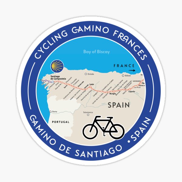 Artikel-Vorschau von Radfahren Camino de Santiago Frances - Karte Route Camino Frances, Hemd oder Aufkleber, designt und verkauft von designkb.