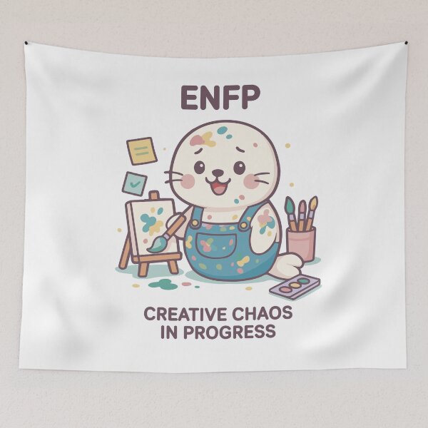 Item preview, ENFP kawaii seal – creative chaos in progress designed and sold by SealSquad.