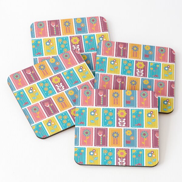 Item preview, Send in the Blooms - Vibrant Retro Flower Stamps designed and sold by BrendaWaldekker.