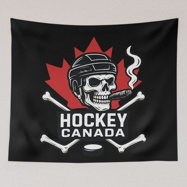 Item preview, Hockey Canada Skull Helmet – Badass Maple Leaf Hockey Design designed and sold by WAUZ.