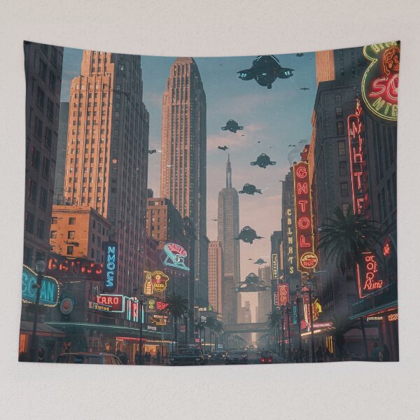 Item preview, Retro-futuristic city designed and sold by P-OH-Style.