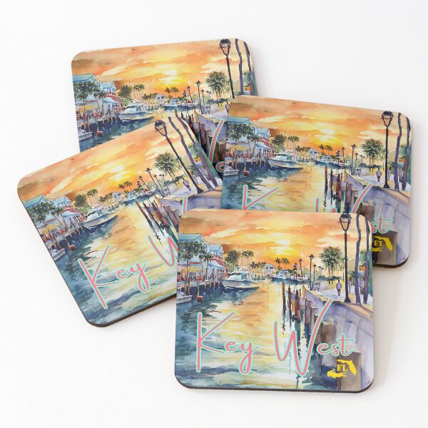 Item preview, Key West Florida Watercolor Coastal Scene designed and sold by TuncGK.