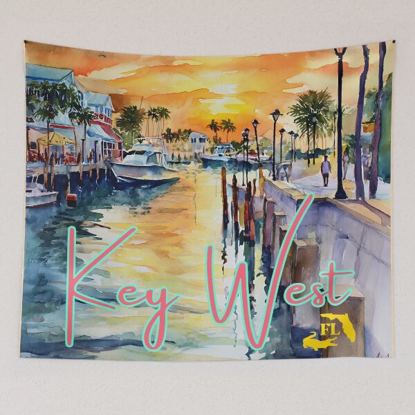 Item preview, Key West Florida Watercolor Coastal Scene designed and sold by TuncGK.