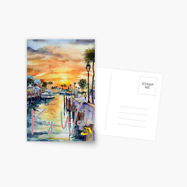 Item preview, Key West Florida Watercolor Coastal Scene designed and sold by TuncGK.