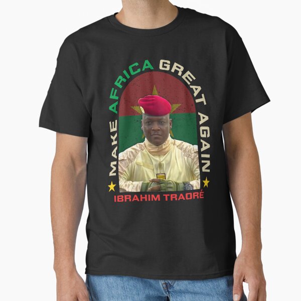 Aperçu de l'œuvre T-shirt « Rendez à l'Afrique sa grandeur » – hommage à Ibrahim Traoré créée et vendue par EthosWear.