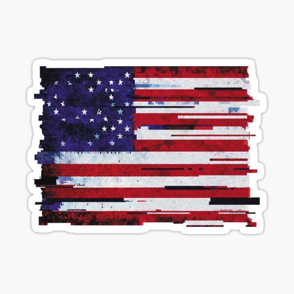 Item preview, US Flag with Glitch Hacking Effect – Distorted Digital Art designed and sold by charlypicazo.