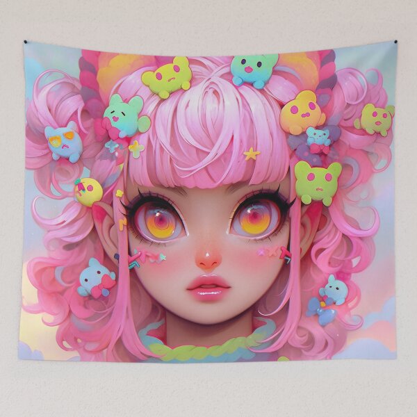 Item preview, Pastel Fantasy Anime Girl with Plush Charms designed and sold by bubblegoth.