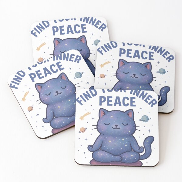 Item preview, Find Your Inner Peace – Cosmic Cat Meditation Art designed and sold by ARTECRISTHIAN4.