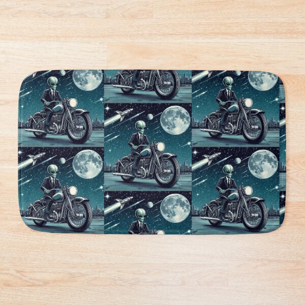 Item preview, an alien riding an old motorcycle in space designed and sold by Dogandesighn.