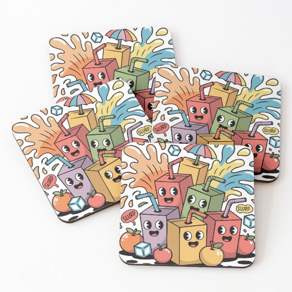 Item preview, Juice Box Frenzy – Cute Pastel Cartoon Drink Doodle Illustration designed and sold by designedbyNil.