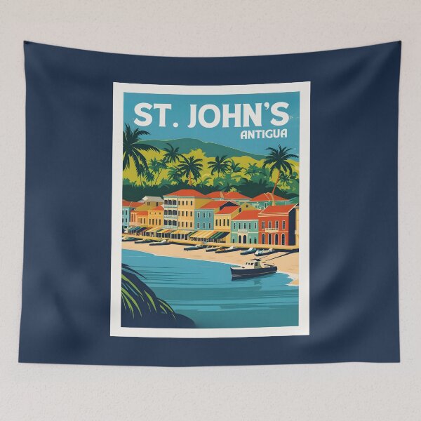Item preview, A Vintage Travel Illustration of St. John´s - Antigua  designed and sold by GoodOldVintage.