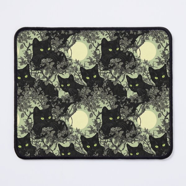 Item preview, Black Cat Bewitching Eyes & Flowers designed and sold by MidArtForge.