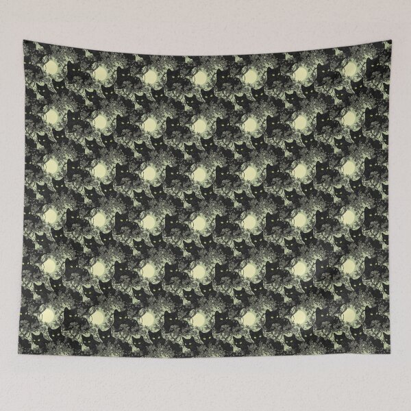 Item preview, Black Cat Bewitching Eyes & Flowers designed and sold by MidArtForge.