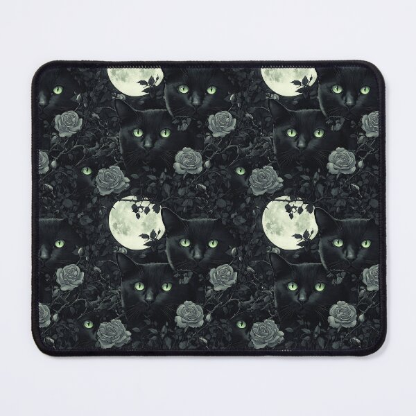 Item preview, Black Cat Bewitching Eyes & Flowers designed and sold by MidArtForge.