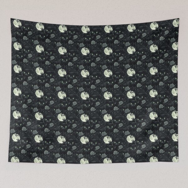Item preview, Black Cat Bewitching Eyes & Flowers designed and sold by MidArtForge.