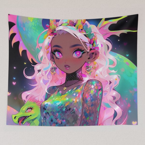 Item preview, Iridescent Dragon Maiden Under Starlight designed and sold by bubblegoth.