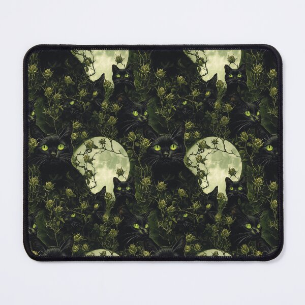 Item preview, Black Cat Bewitching Eyes & Flowers designed and sold by MidArtForge.