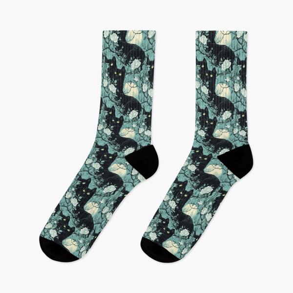 Item preview, Black Cat Bewitching Eyes & Flowers designed and sold by MidArtForge.