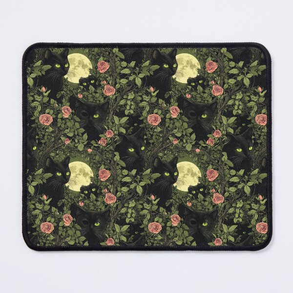 Item preview, Black Cat Bewitching Eyes & Flowers designed and sold by MidArtForge.
