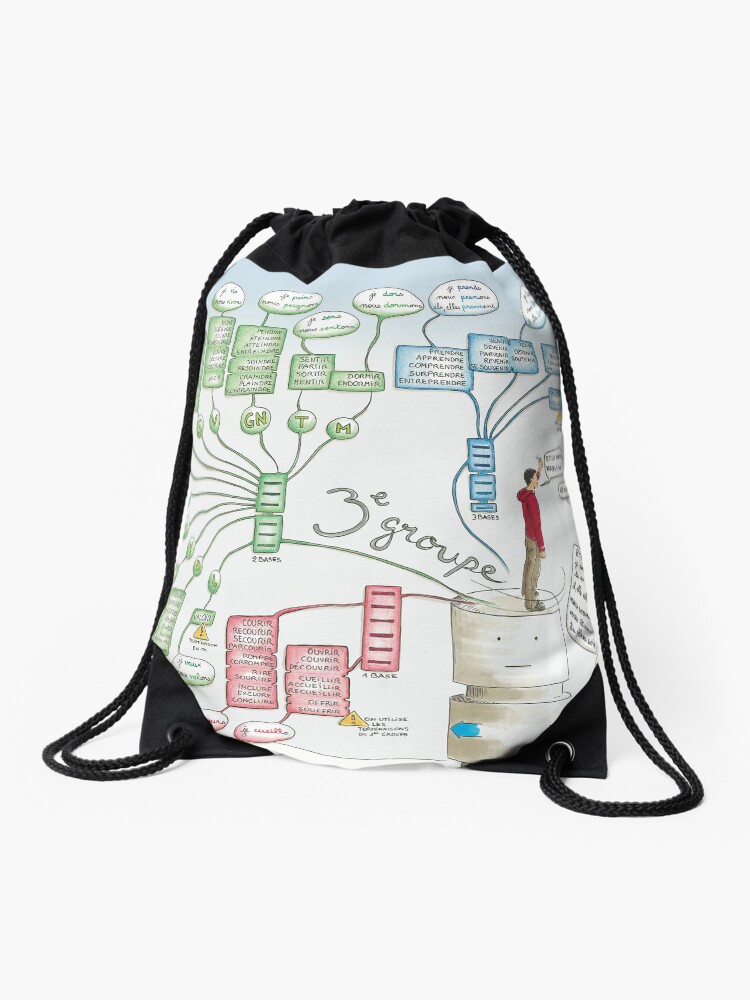 Imagen 1 de 3, Mochila saco con la obra Mapa de los verbos, diseñada y vendida por MarionCharreau.