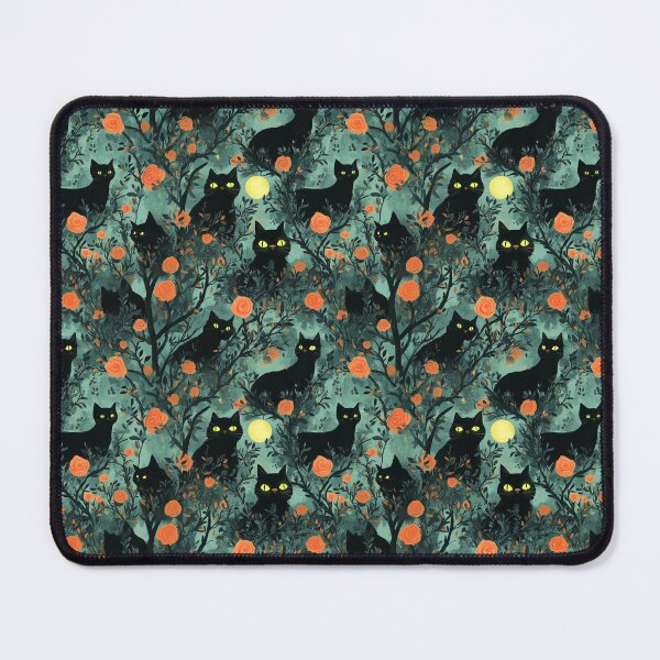 Item preview, Black Cat Bewitching Eyes & Flowers designed and sold by MidArtForge.