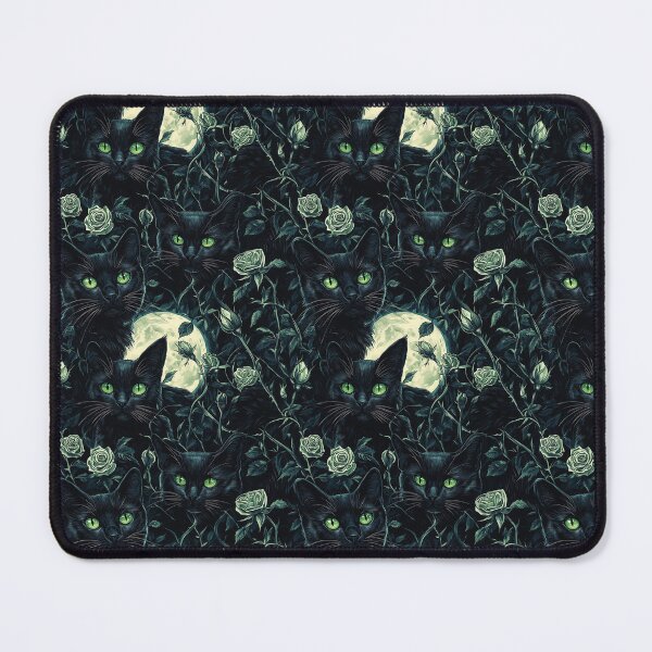 Item preview, Black Cat Bewitching Eyes & Flowers designed and sold by MidArtForge.