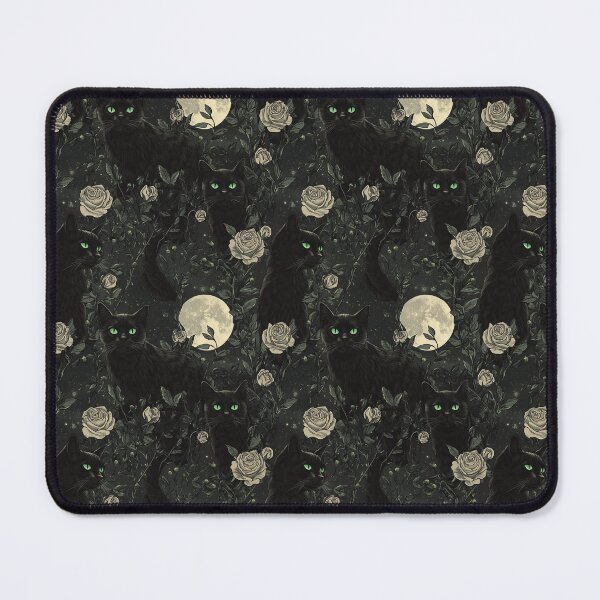 Item preview, Black Cat Bewitching Eyes & Flowers designed and sold by MidArtForge.