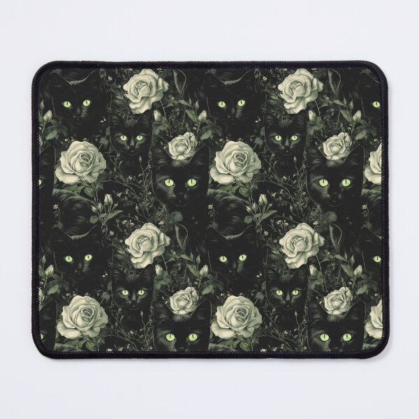 Item preview, Black Cat Bewitching Eyes & Flowers designed and sold by MidArtForge.