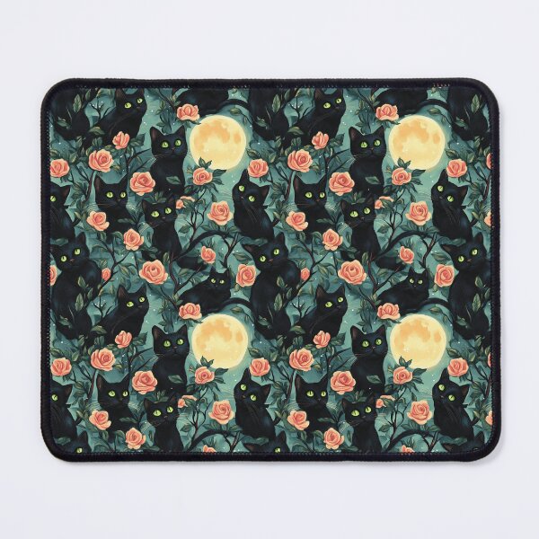 Item preview, Black Cat Bewitching Eyes & Flowers designed and sold by MidArtForge.