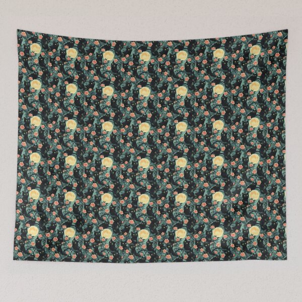 Item preview, Black Cat Bewitching Eyes & Flowers designed and sold by MidArtForge.