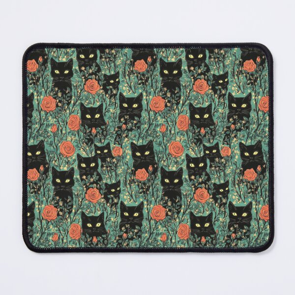 Item preview, Black Cat Bewitching Eyes & Flowers designed and sold by MidArtForge.