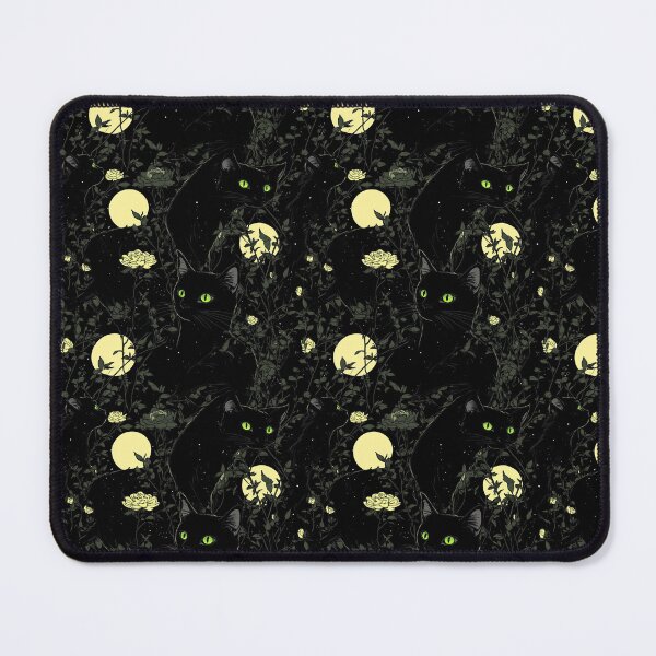 Item preview, Black Cat Bewitching Eyes & Flowers designed and sold by MidArtForge.