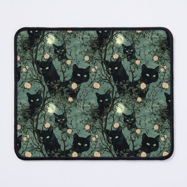 Item preview, Black Cat Bewitching Eyes & Flowers designed and sold by MidArtForge.