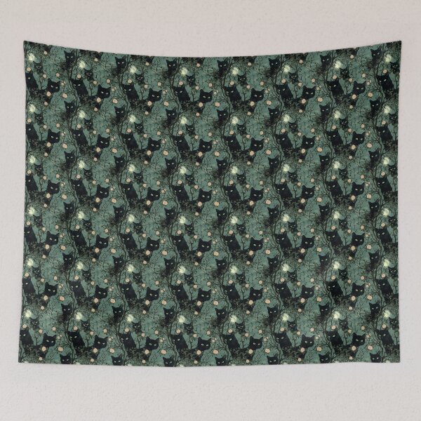 Item preview, Black Cat Bewitching Eyes & Flowers designed and sold by MidArtForge.
