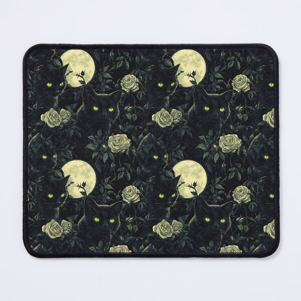 Item preview, Black Cat Bewitching Eyes & Flowers designed and sold by MidArtForge.