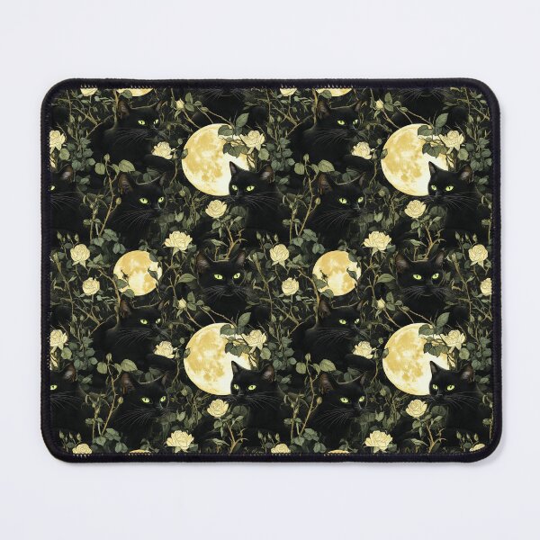 Item preview, Black Cat Bewitching Eyes & Flowers designed and sold by MidArtForge.