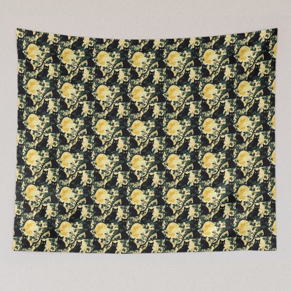 Item preview, Black Cat Bewitching Eyes & Flowers designed and sold by MidArtForge.