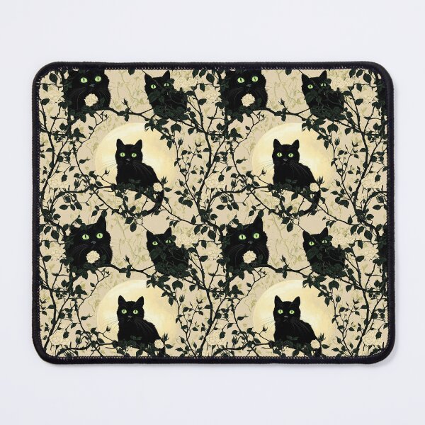 Item preview, Black Cat Bewitching Eyes & Flowers designed and sold by MidArtForge.