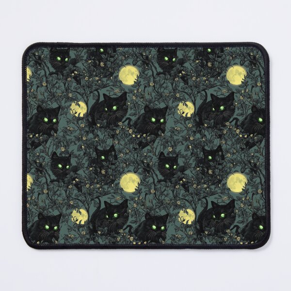 Item preview, Black Cat Bewitching Eyes & Flowers designed and sold by MidArtForge.