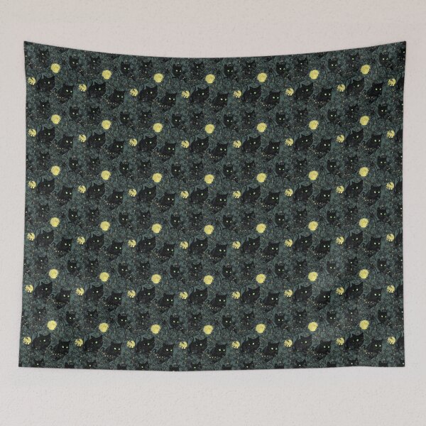 Item preview, Black Cat Bewitching Eyes & Flowers designed and sold by MidArtForge.