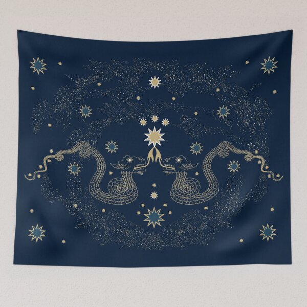 Item preview, Elegant Hand-Drawn Illustration of Dual Golden Dragons: Symbolism of Balance and Transformation designed and sold by Starpuffdesign.