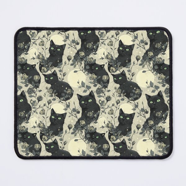 Item preview, Black Cat Bewitching Eyes & Flowers designed and sold by MidArtForge.