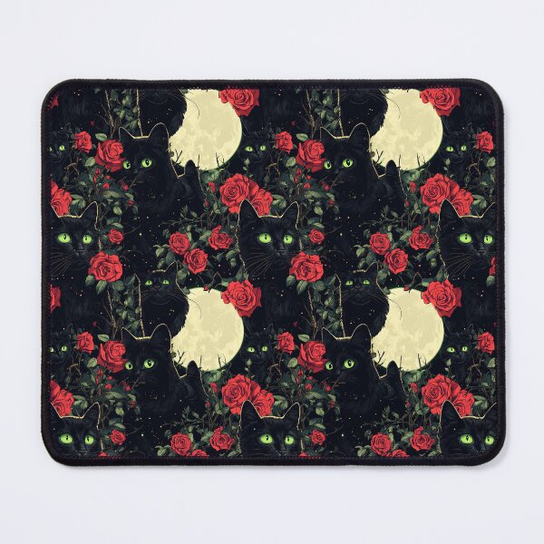 Item preview, Black Cat Bewitching Eyes & Flowers designed and sold by MidArtForge.